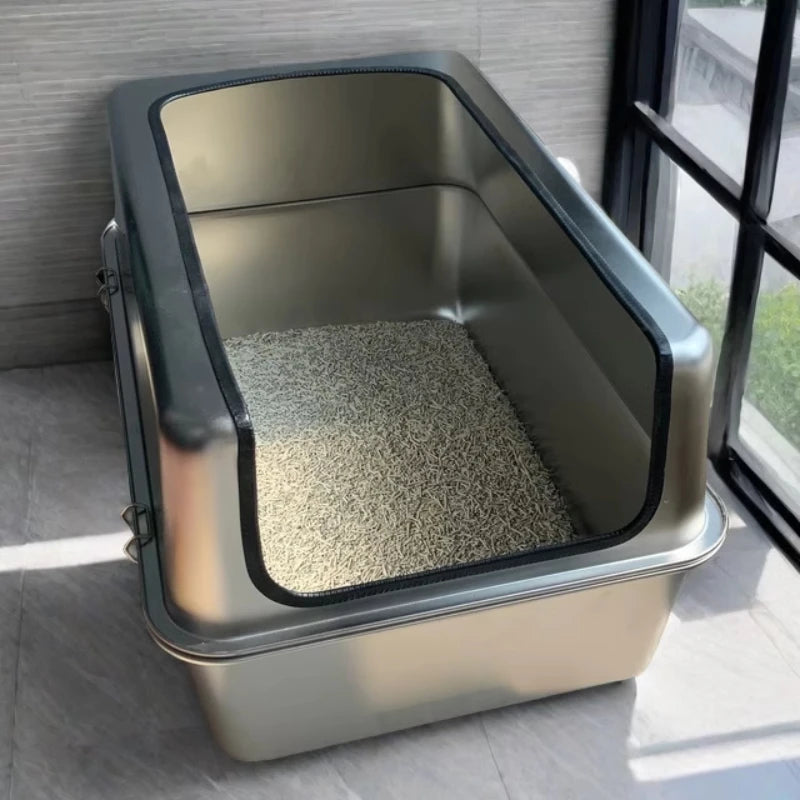 PurrShield™ 60cm Extra-Large Stainless Steel Cat Litter Box