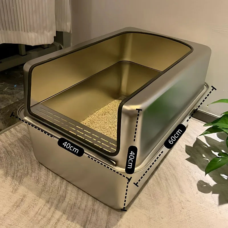 PurrShield™ 60cm Extra-Large Stainless Steel Cat Litter Box