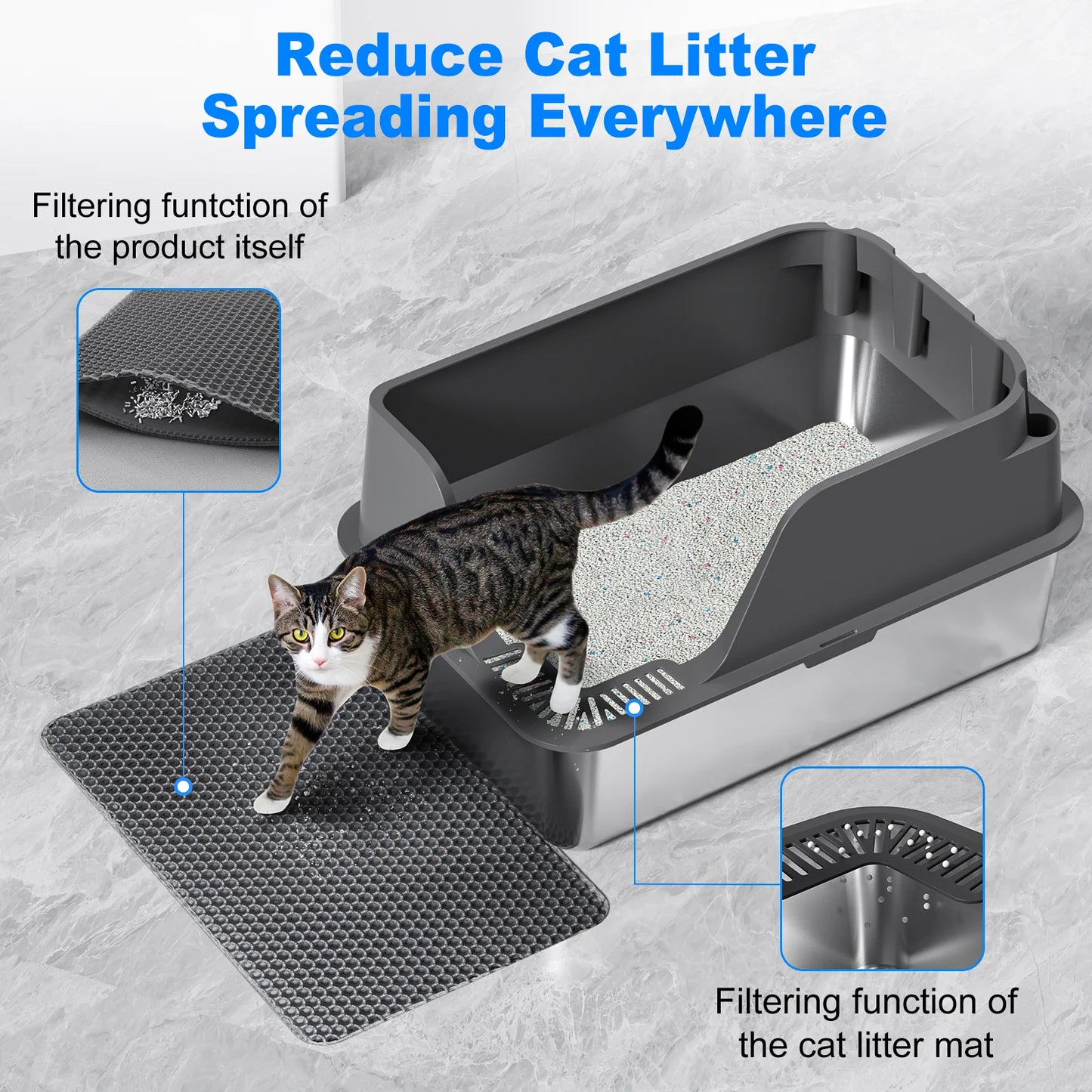 PurrShield™ Extra-Large Stainless Steel Cat Litter Box