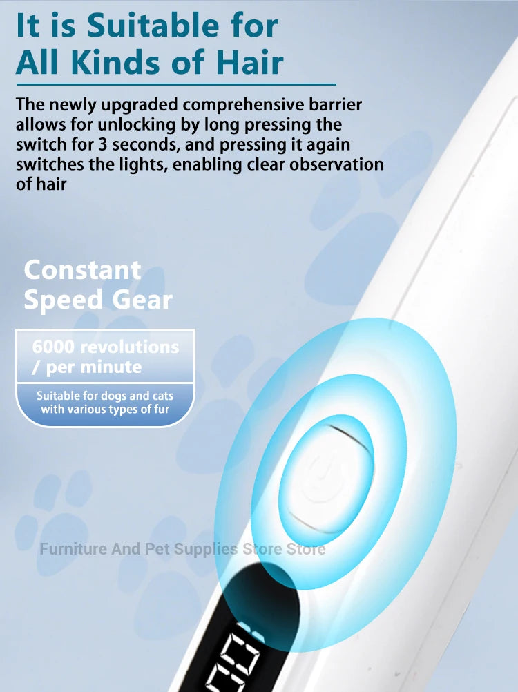 PawTrim™ Waterproof Pet Grooming Trimmer with LED Light