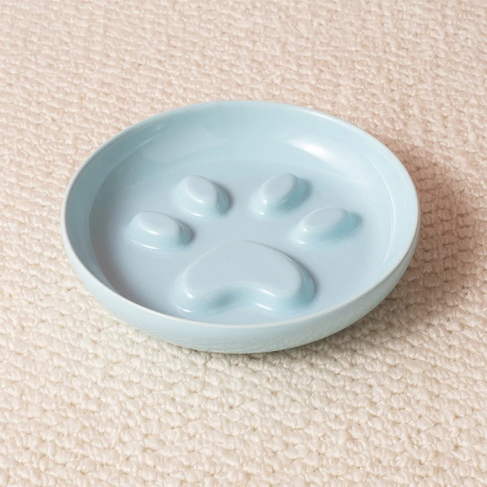 WhiskerEase™ Elevated Ceramic Slow Feeder Bowl for Cats & Small Dogs