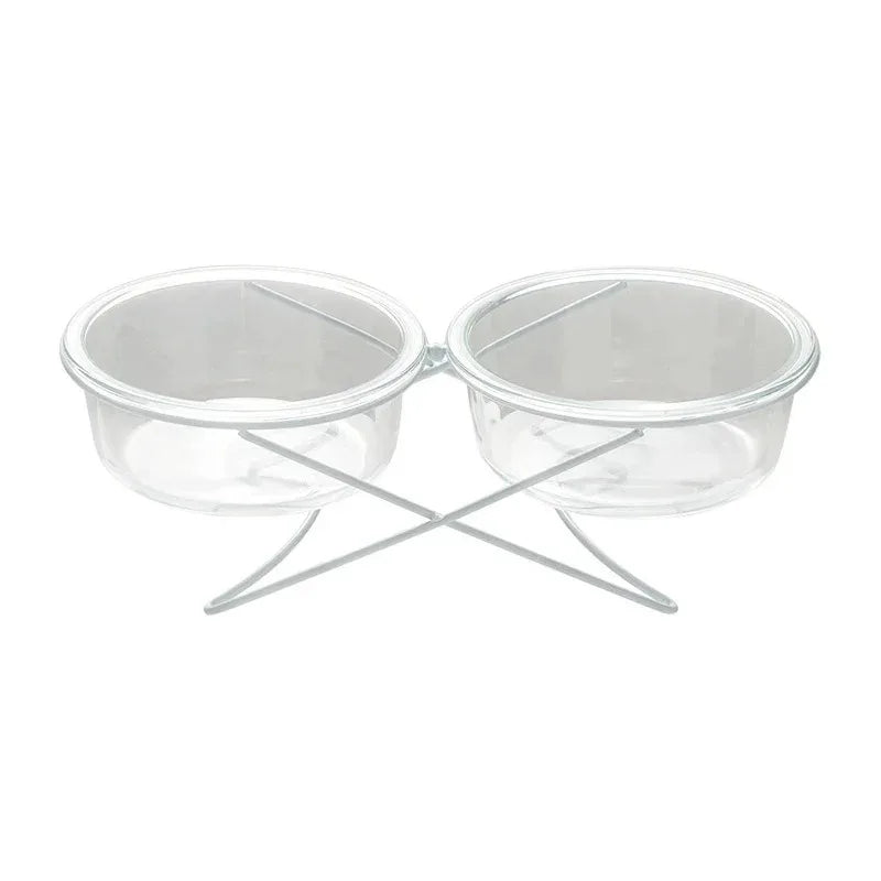 CrystalPaws™ Elevated Glass Food & Water Bowl with Stand