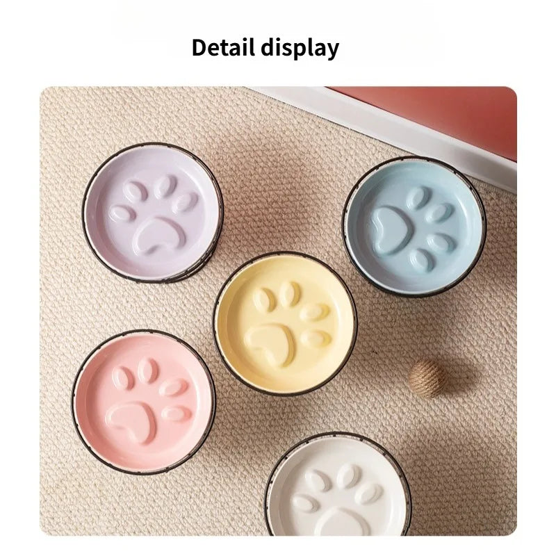 WhiskerEase™ Elevated Ceramic Slow Feeder Bowl for Cats & Small Dogs