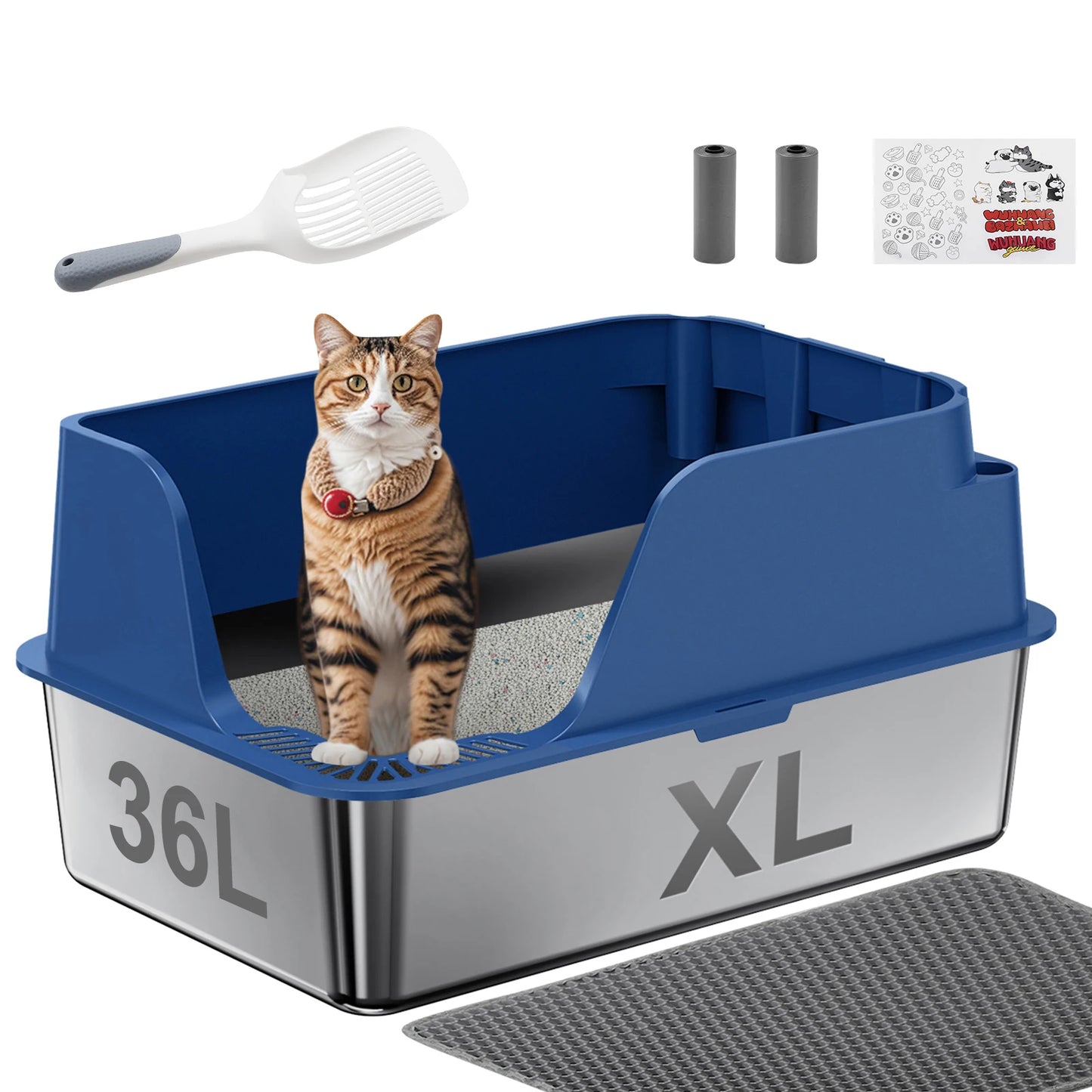 PurrShield™ Extra-Large Stainless Steel Cat Litter Box