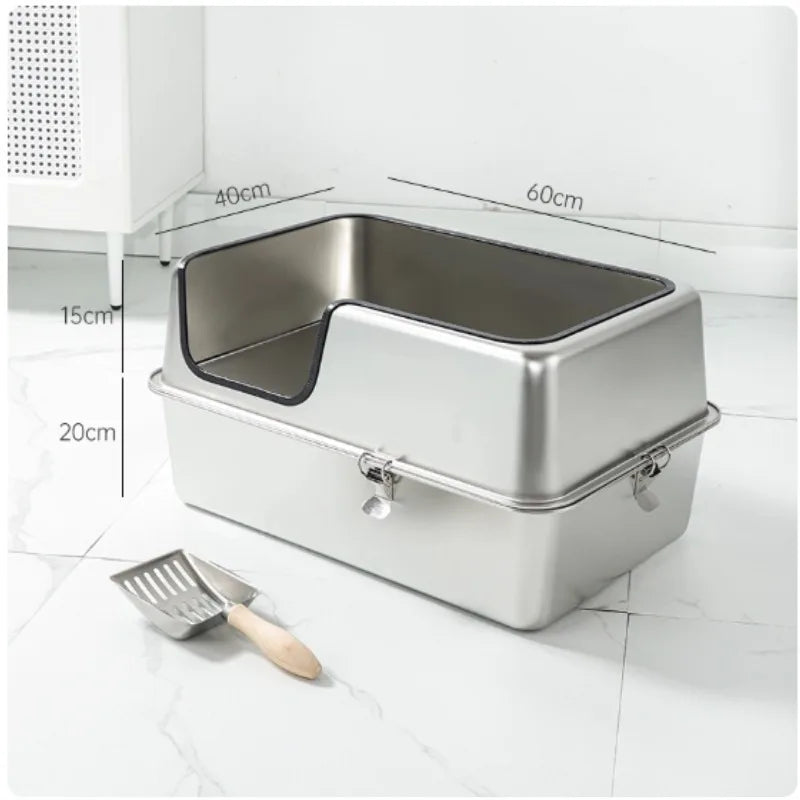 PurrShield™ 60cm Extra-Large Stainless Steel Cat Litter Box