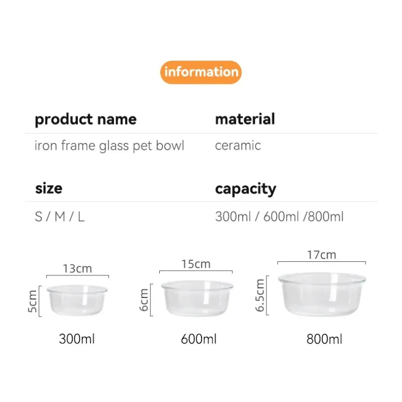 CrystalPaws™ Elevated Glass Food & Water Bowl with Stand