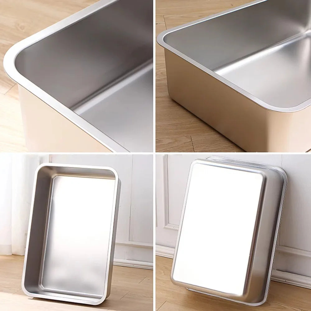 PurrShield™ Large Capacity Stainless Steel Cat Litter Box