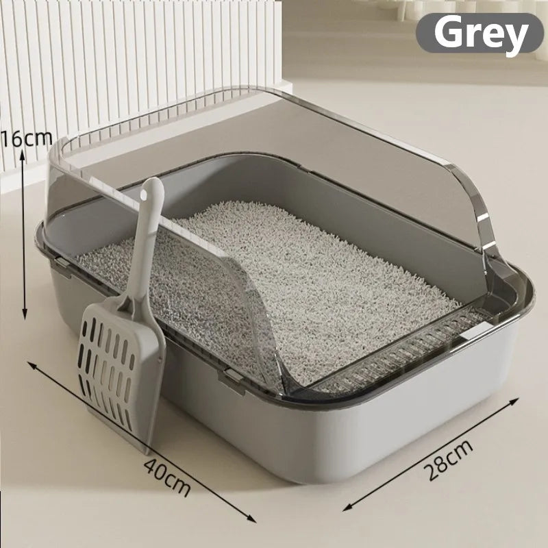 PurrShield™ Splash-Proof Cat Litter Box with Scoop