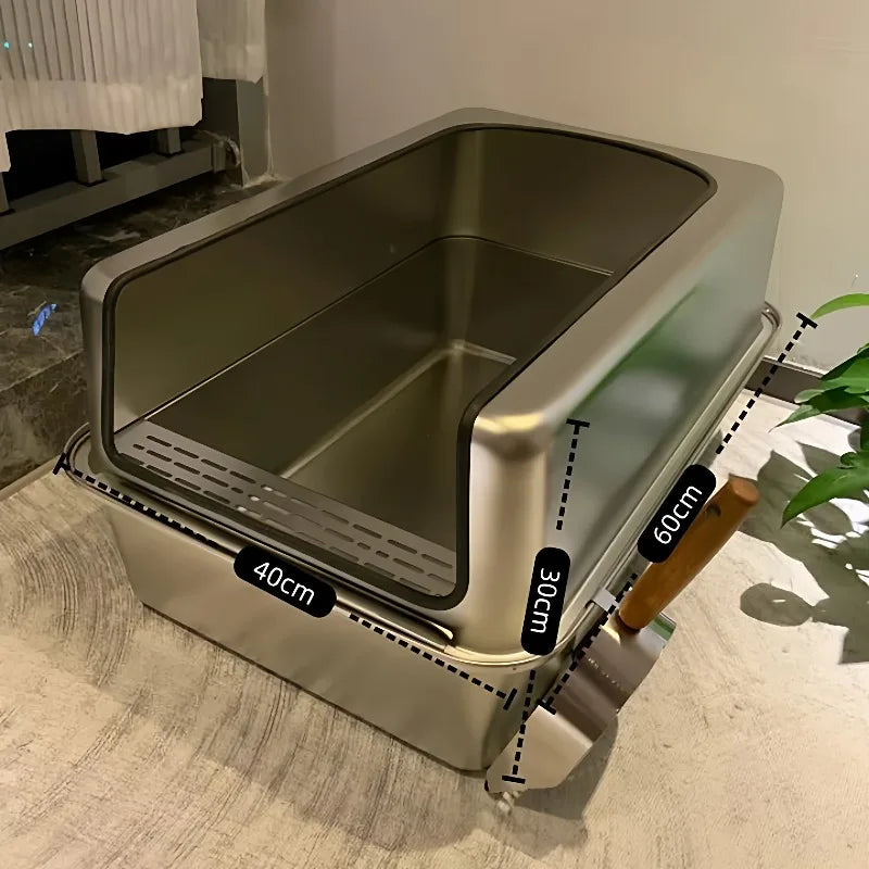 PurrShield™ 60cm Extra-Large Stainless Steel Cat Litter Box