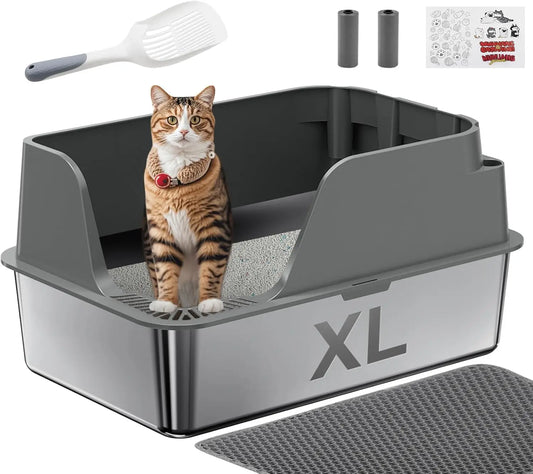 PurrShield™ Extra-Large Stainless Steel Cat Litter Box
