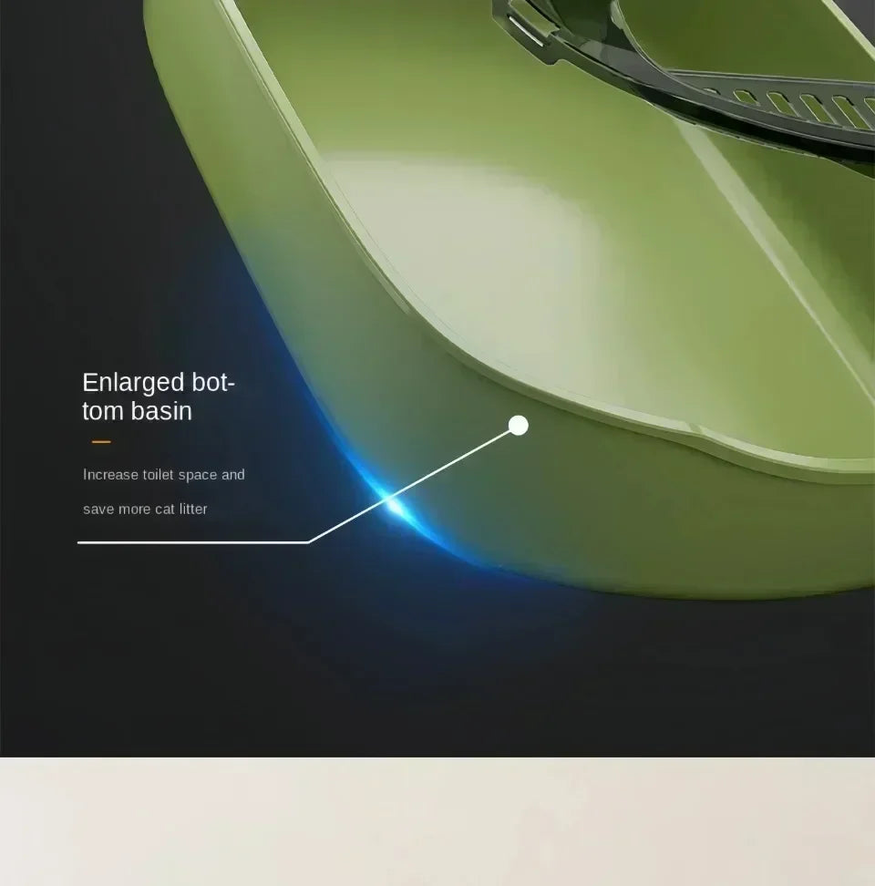 PurrShield™ Splash-Proof Cat Litter Box with Scoop