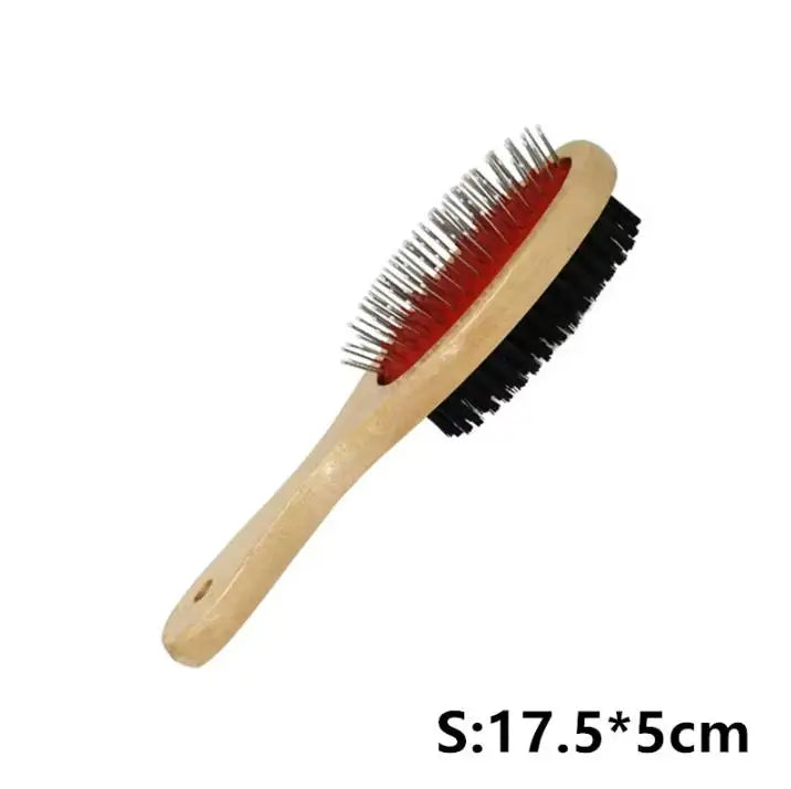 DualGroom™ 2-in-1 Wooden Grooming Brush for Dogs & Cats