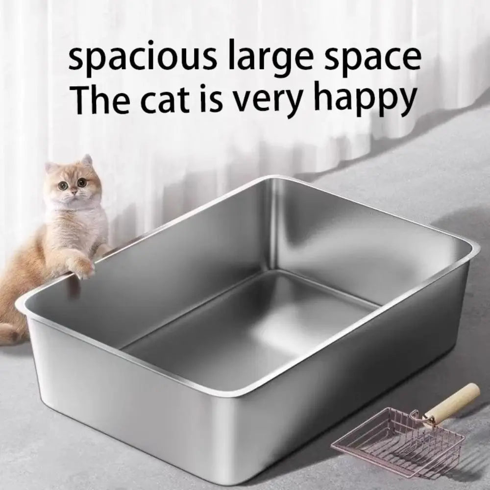 PurrShield™ Large Capacity Stainless Steel Cat Litter Box
