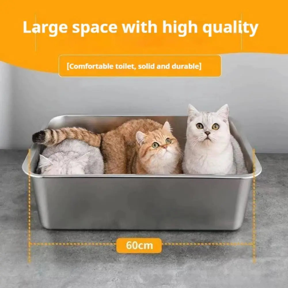 PurrShield™ Large Capacity Stainless Steel Cat Litter Box
