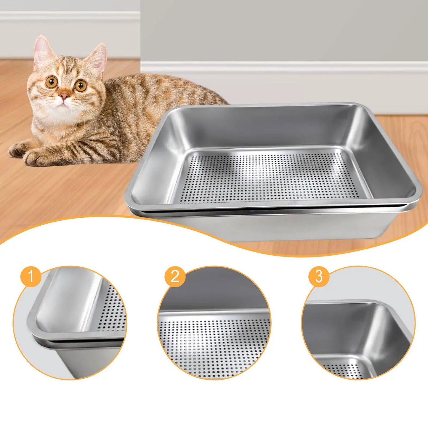PurrShield™ Stainless Steel Cat Litter Box with Sifter