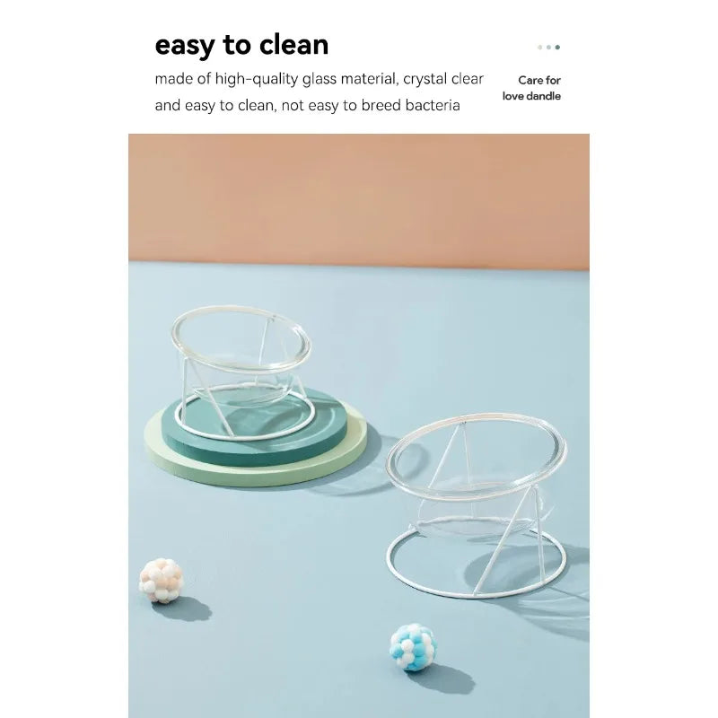 CrystalPaws™ Elevated Glass Food & Water Bowl with Stand