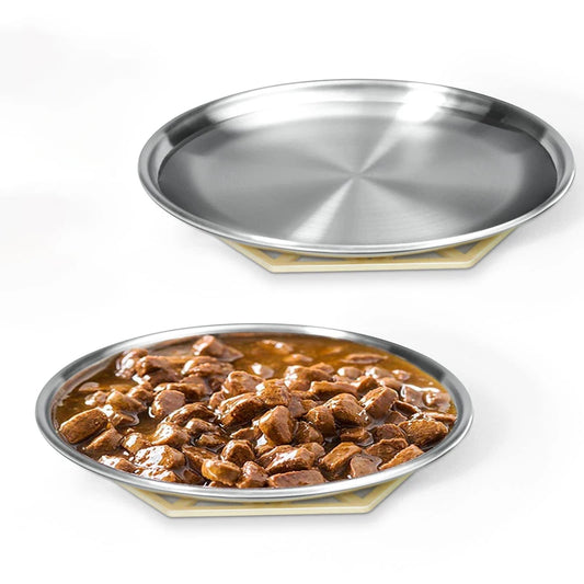 WhiskerEase™ Stainless Steel Shallow Cat Bowl for Whisker Relief