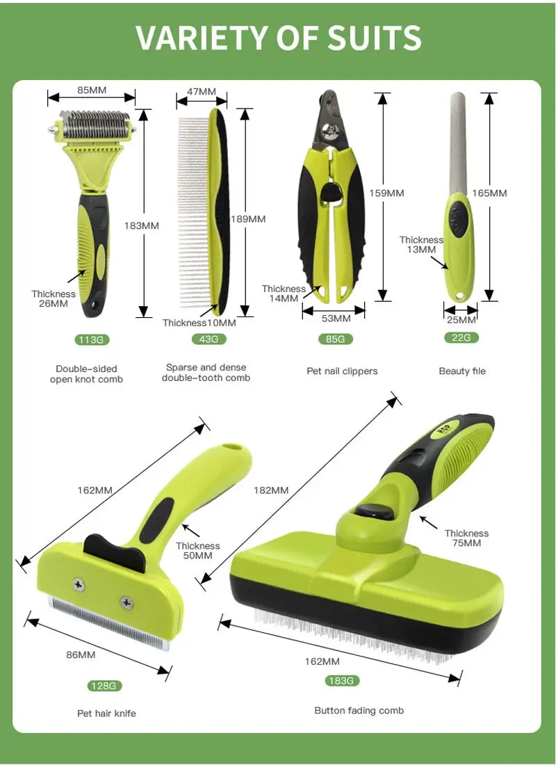 GroomMaster™ Juego de 6 Cepillos de Aseo para Perros y Gatos