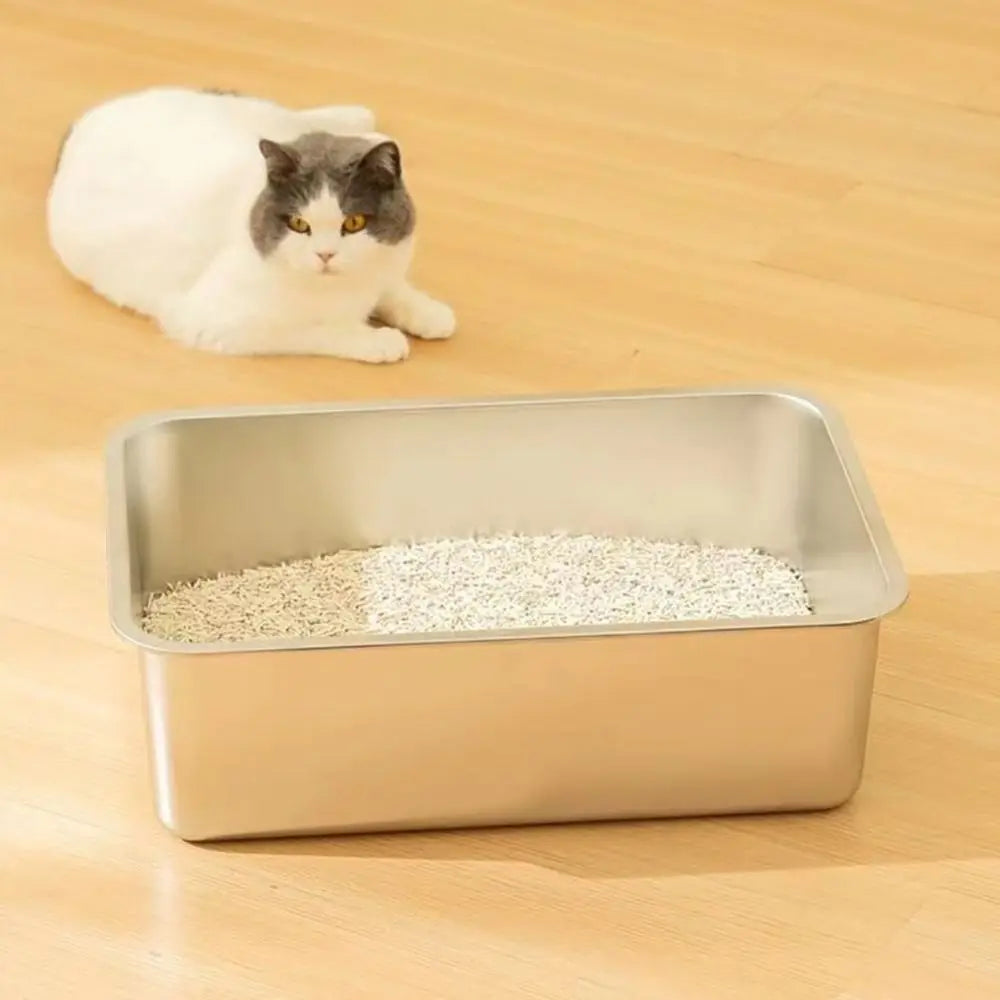 PurrShield™ Large Capacity Stainless Steel Cat Litter Box