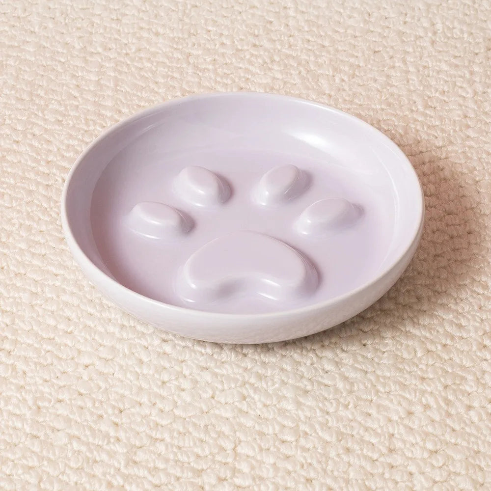 WhiskerEase™ Elevated Ceramic Slow Feeder Bowl for Cats & Small Dogs