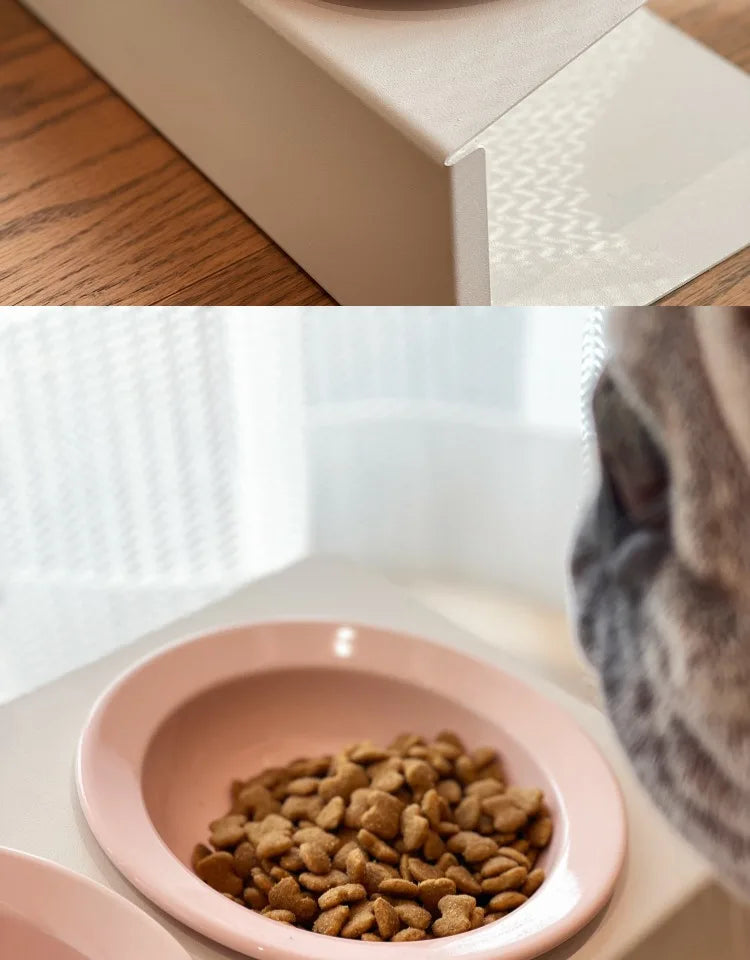 WhiskerDish™ Elevated Ceramic Cat & Dog Feeding Bowl Set