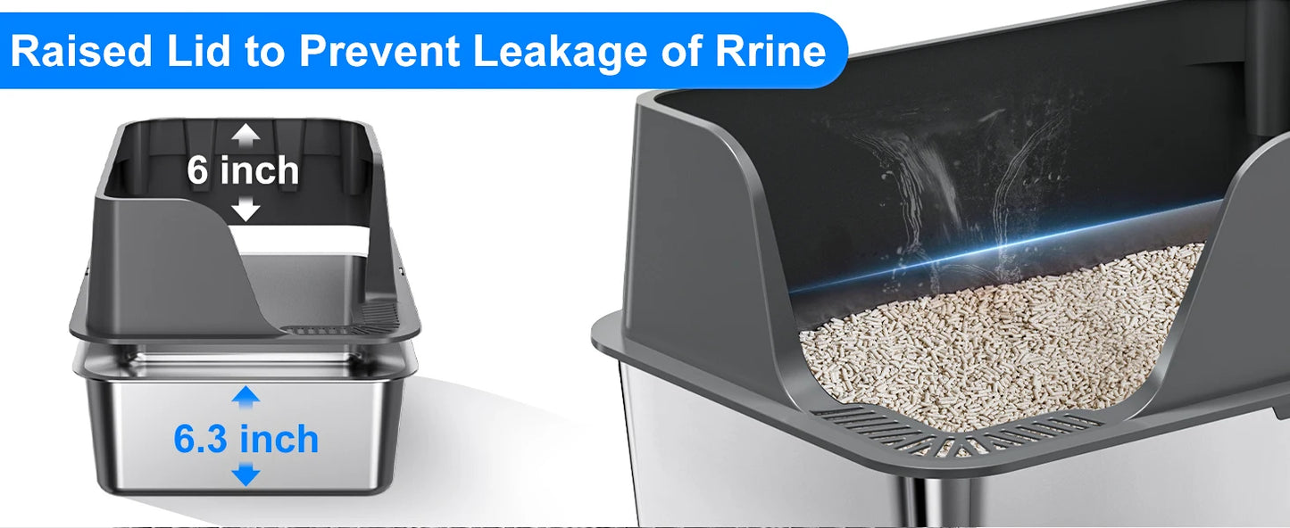 PurrShield™ Extra-Large Stainless Steel Cat Litter Box