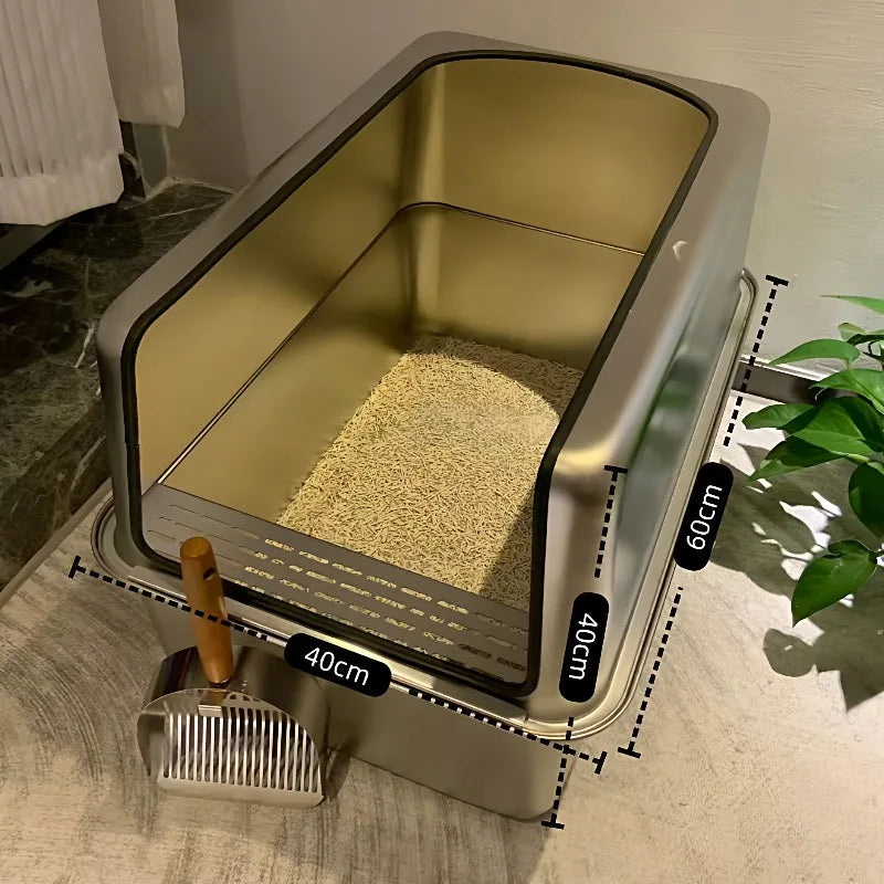 PurrShield™ 60cm Extra-Large Stainless Steel Cat Litter Box