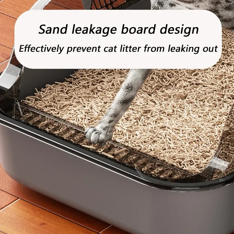 PurrShield™ Splash-Proof Cat Litter Box with Scoop